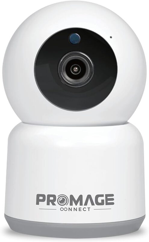 Promage Connect 3MP Pan/Tilt Security Camera for Baby Monitor, Pet Camera w/Motion Detection, 1080P, 2-Way Audio, Night Vision, Cloud & SD Card Storage, Works with Alexa & Google Home PC-I232-WL White